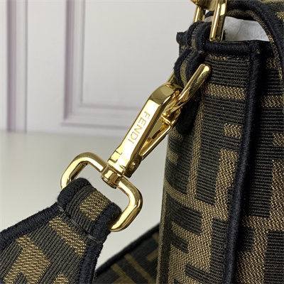 Fen.di BAGUETTE Large Bag Brown FF Jacquard Fabric