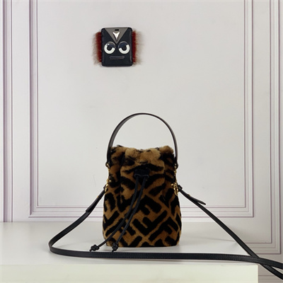 Fen.di MON TRESOR Brown Sheepskin Mini Bag