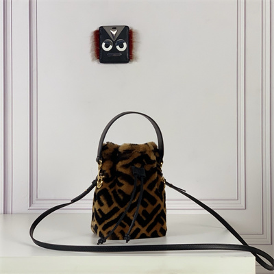 Fen.di MON TRESOR Brown Sheepskin Mini Bag