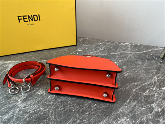 Fen.di Peekaboo ISeeU Petite Leather Bag Orange Color