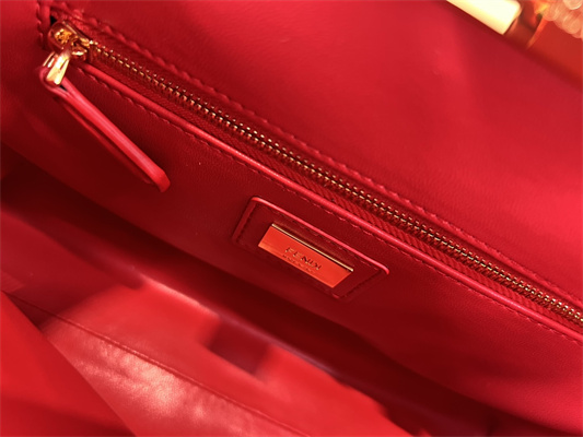 Fen.di Peekaboo Mini Leather Bag Red Color