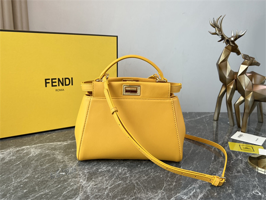 Fen.di Peekaboo Mini Leather Bag Yellow Color