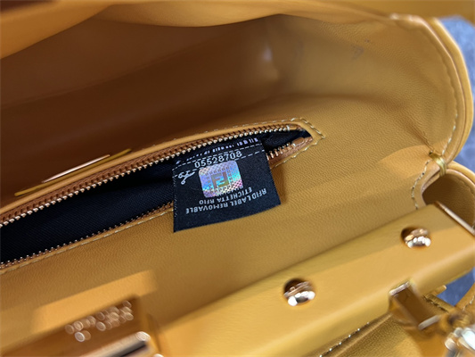 Fen.di Peekaboo Mini Leather Bag Yellow Color