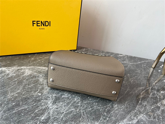 Fen.di Peekaboo Mini Bag Cuoio Romano Leather Grey Color With Topstitches
