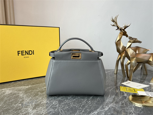 Fen.di Peekaboo Mini Leather Bag Grey Color