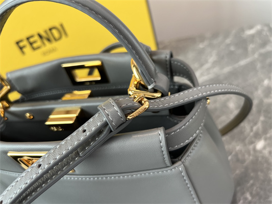 Fen.di Peekaboo Mini Leather Bag Grey Color