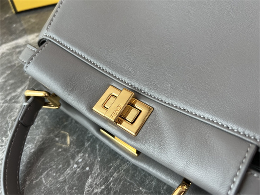 Fen.di Peekaboo Mini Leather Bag Grey Color