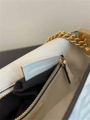 Fen.di BAGUETTE CHAIN MIDI White Nappa Leather Bag With FF Motif