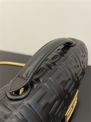Fen.di BAGUETTE CHAIN MIDI Black Nappa Leather Bag With FF Motif