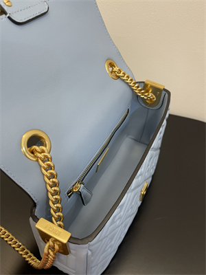 Fen.di BAGUETTE CHAIN MIDI Blue Nappa Leather Bag With FF Motif
