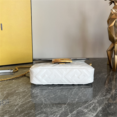 Fen.di BAGUETTE Mini Bag White Nappa Leather With FF Motif