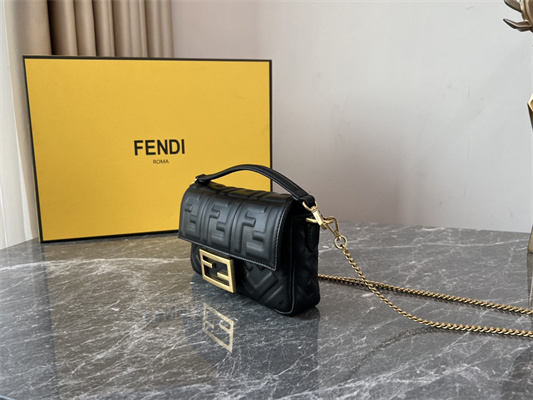 Fen.di BAGUETTE Mini Bag Black Nappa Leather With FF Motif