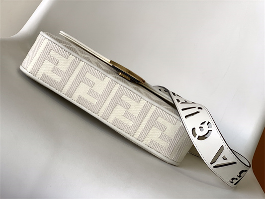 Fen.di BAGUETTE White FF Canvas Bag