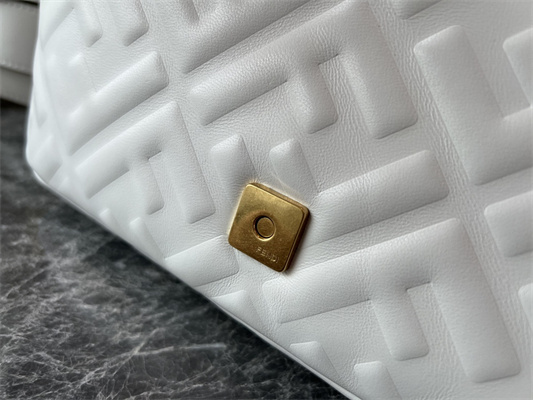 Fen.di BAGUETTE Bag White Nappa Leather With FF Motif