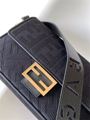 Fen.di BAGUETTE Black FF Canvas Bag