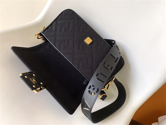 Fen.di BAGUETTE Black FF Canvas Bag