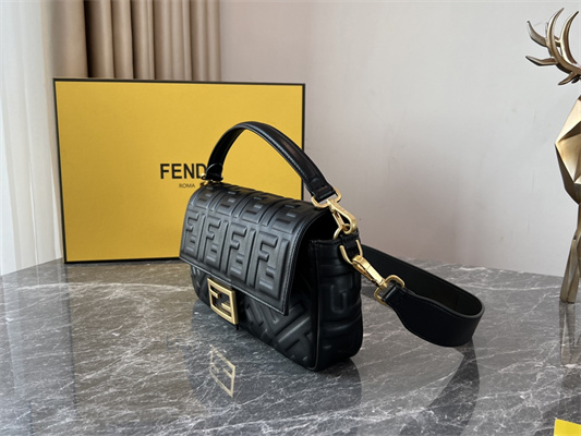Fen.di BAGUETTE Bag Black Nappa Leather With FF Motif