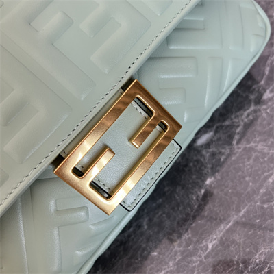 Fen.di BAGUETTE Bag Green Nappa Leather With FF Motif