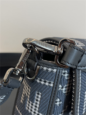 Fen.di BAGUETTE  Houndstooth Wool Fabric Bag With Black FF Embroidery