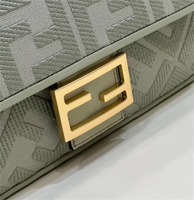 Fen.di BAGUETTE Light Green FF Canvas Bag