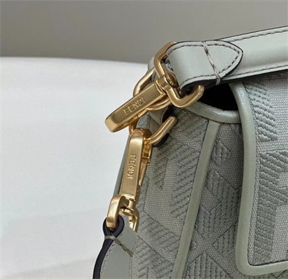 Fen.di BAGUETTE Light Green FF Canvas Bag