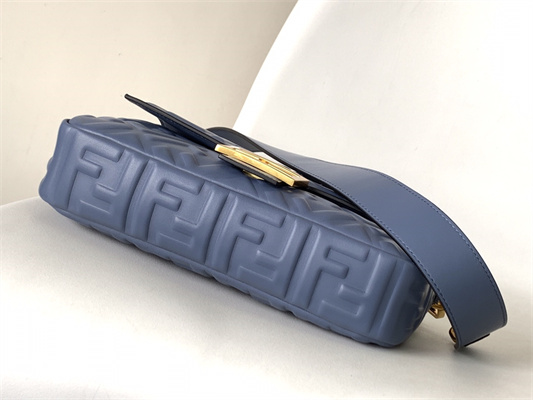 Fen.di BAGUETTE Bag Navy Nappa Leather With FF Motif