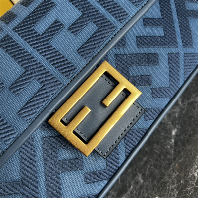 Fen.di BAGUETTE Dk Denim Blue FF Canvas Bag