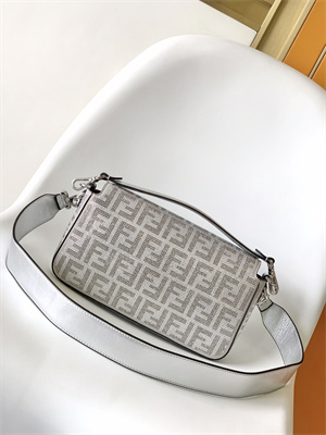 Fen.di BAGUETTE Silver Leather Bag With Crystal FF Motif