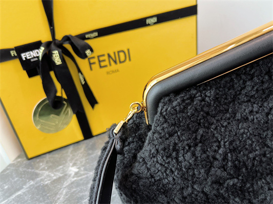 Fen.di FIRST MEDIUM Black Sheepskin Bag