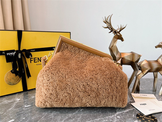Fen.di FIRST MEDIUM Brown Sheepskin Bag