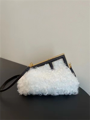 Fen.di FIRST SMALL White Mohair Wool Bag