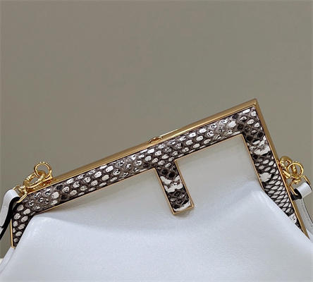 Fen.di FIRST SMALL White Leather Bag With Exotic Details