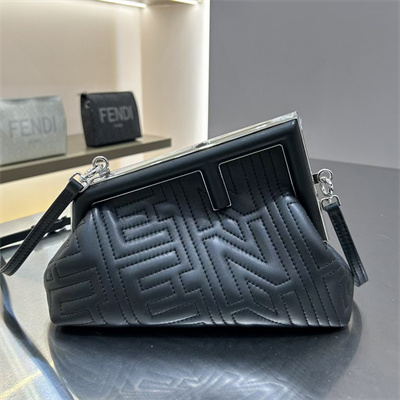 Fen.di FIRST SMALL Black Leather Bag With FF Motif