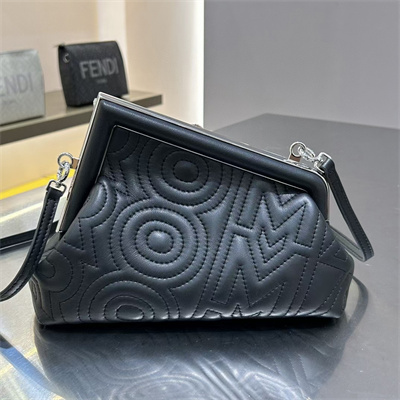 Fen.di FIRST SMALL Black Leather Bag With FF Motif