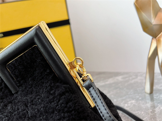 Fen.di FIRST SMALL Black Sheepskin Bag