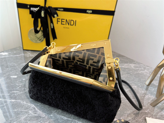 Fen.di FIRST SMALL Black Sheepskin Bag