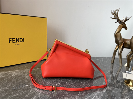 Fen.di FIRST SMALL Red Leather Bag