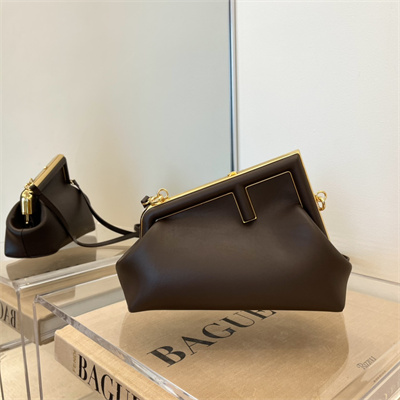 Fen.di FIRST SMALL Coffee Leather Bag