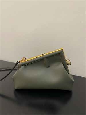 Fen.di FIRST SMALL Dk Green Leather Bag