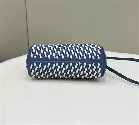 Fen.di FIRST SMALL Blue and White Interlaced Leather Bag