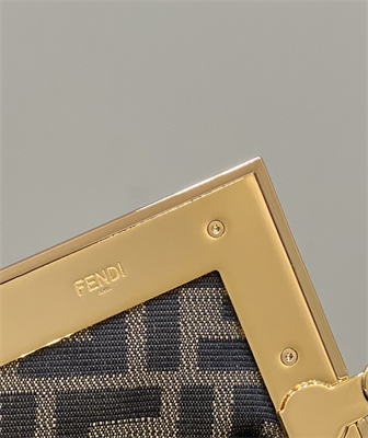 Fen.di FIRST SMALL Dove Grey Leather Bag With Exotic Details