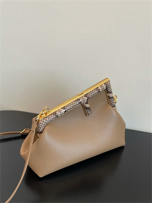 Fen.di FIRST SMALL Beige Leather Bag With Exotic Details