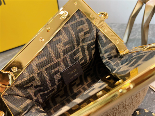 Fen.di FIRST SMALL Beige Sheepskin Bag