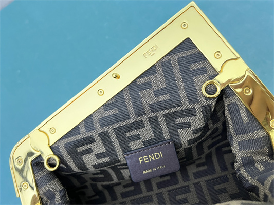 Fen.di FIRST SMALL Brown FF Jacquard Fabric Bag With Sequins