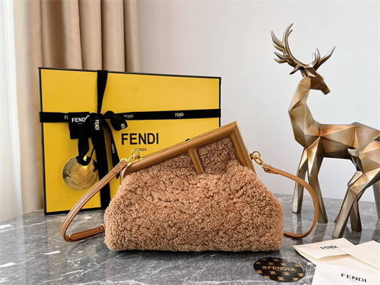 Fen.di FIRST SMALL Brown Sheepskin Bag