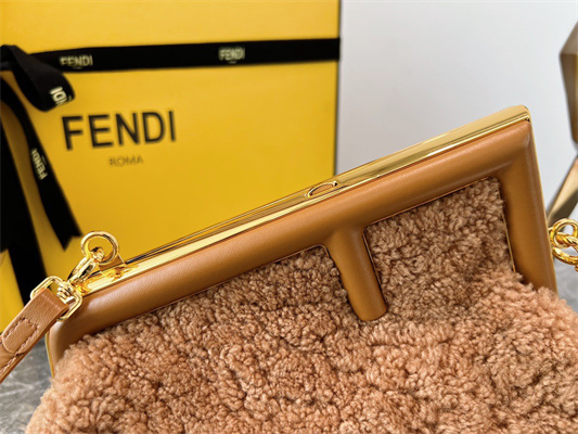 Fen.di FIRST SMALL Brown Sheepskin Bag