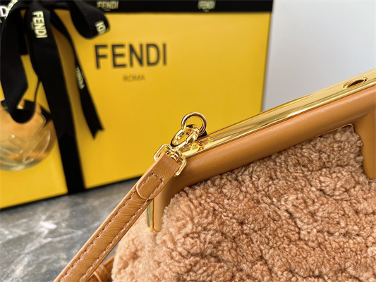 Fen.di FIRST SMALL Brown Sheepskin Bag