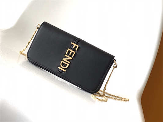 Fen.digraphy Chain Wallet Black Leather