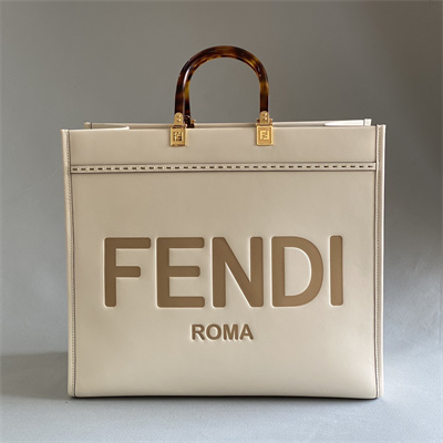 Fen.di SUNSHINE Large White Leather Shopper