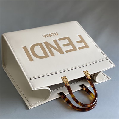 Fen.di SUNSHINE Large White Leather Shopper